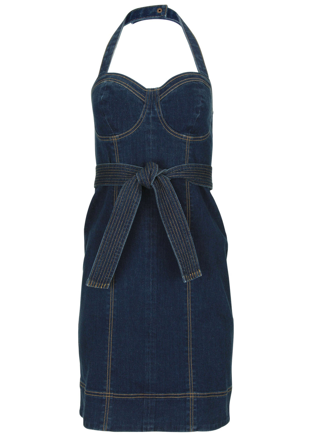 Denim Halter Dress  - Dark Wash