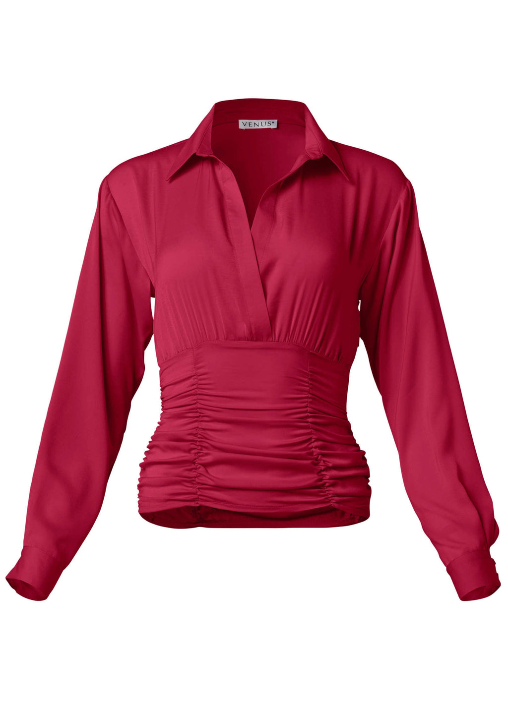 Ruched V-Neck Blouse - Granita