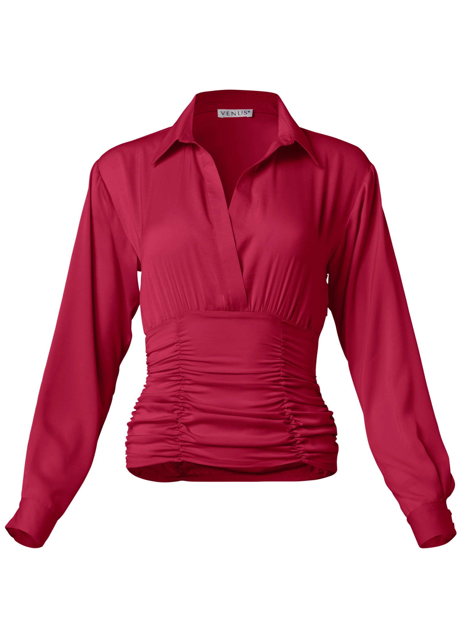 Ruched V-Neck Blouse - Granita