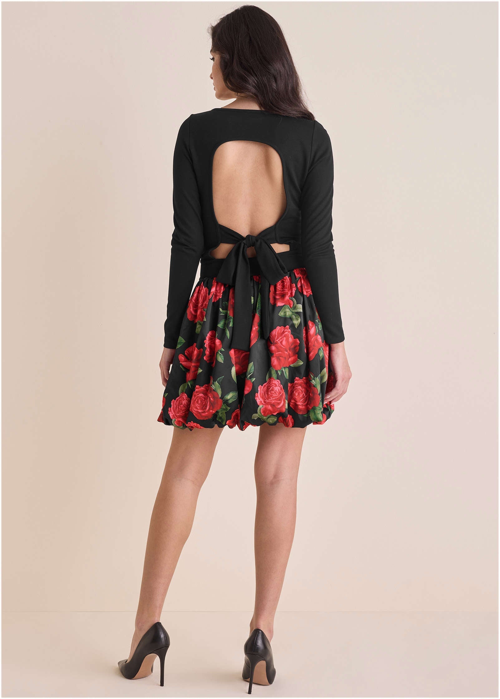 Long Sleeve Bubble Hem Mini - Antique Roses