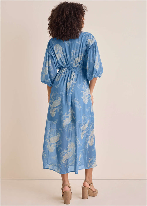 Button Down Maxi Dress - Blue