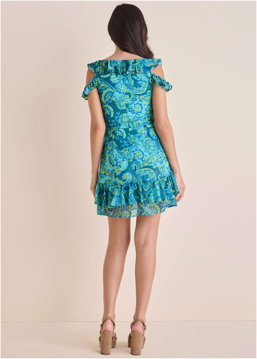 Paisley Ruffle Mini Dress - Garden Paisley