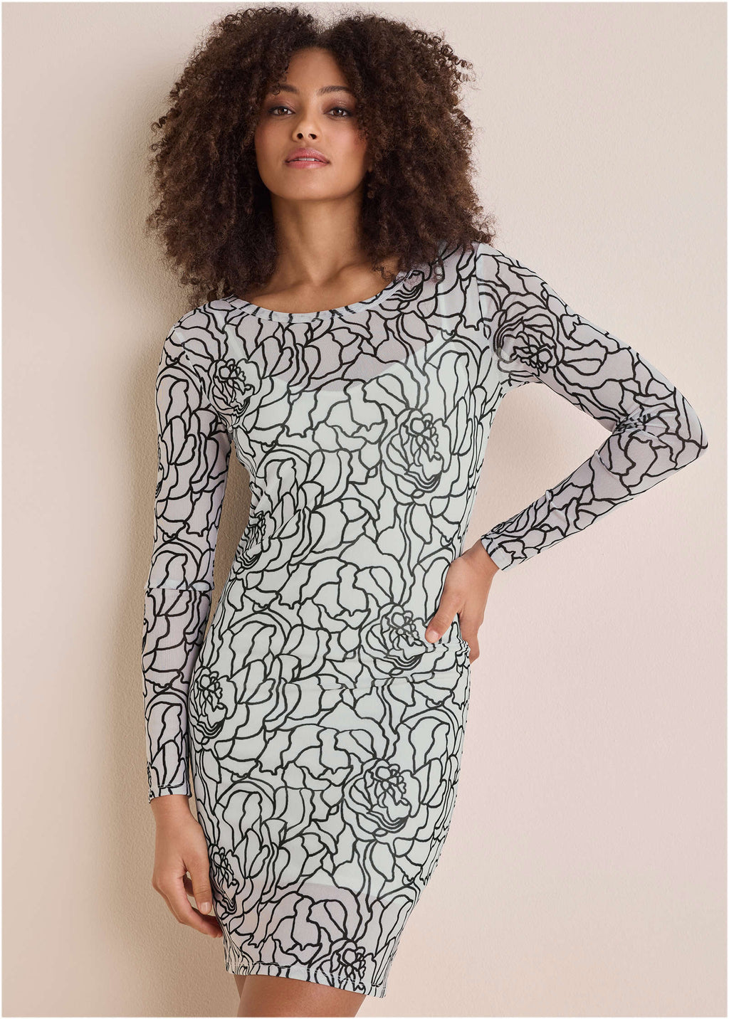 Long Sleeve Mesh Mini - Linear Rose