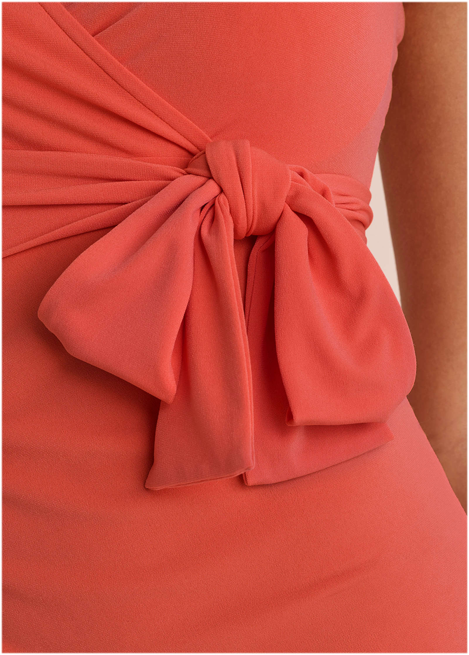 Side Tie Halter Midi - Orange