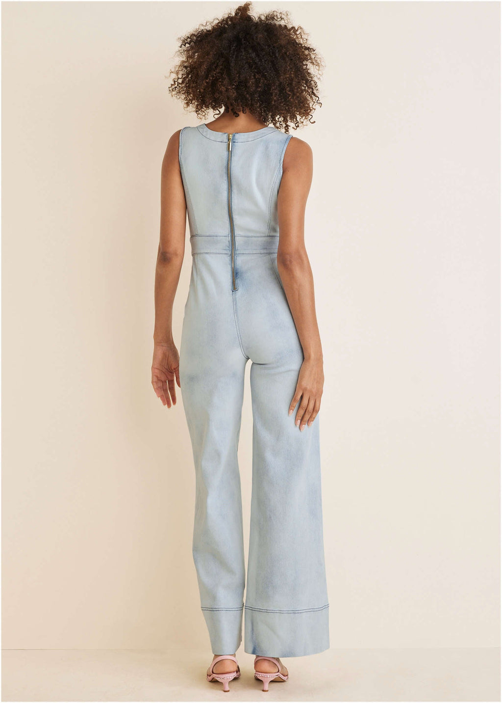 Stretch Denim Jumpsuit - Light Wash