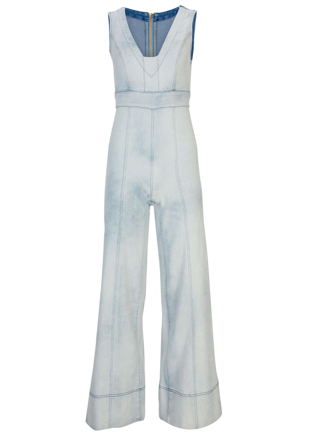 Stretch Denim Jumpsuit - Light Wash