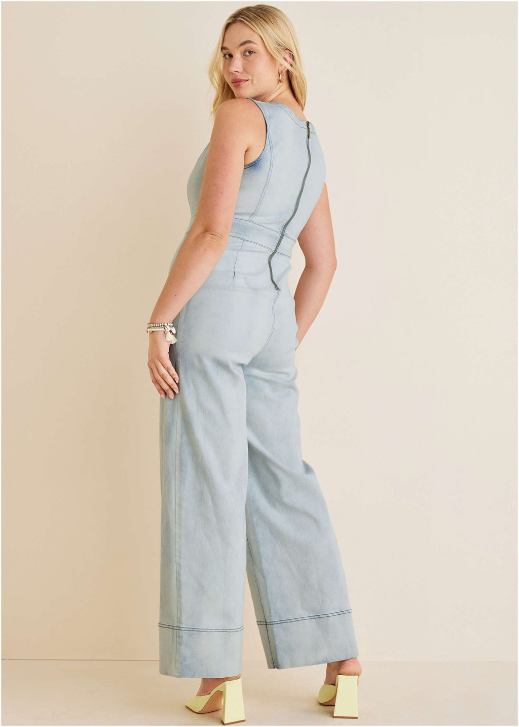 Stretch Denim Jumpsuit - Light Wash