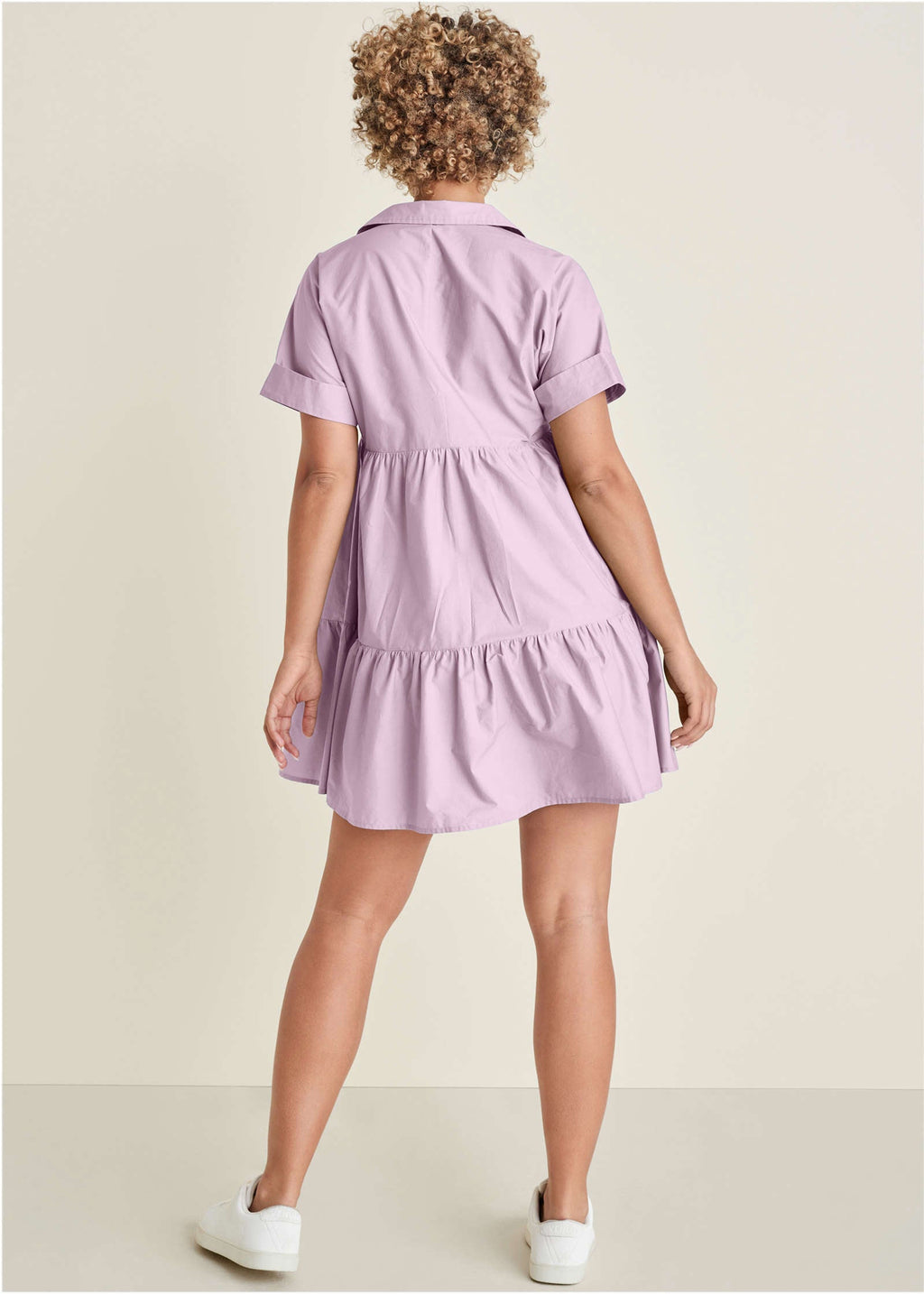 Cotton Poplin Tiered Dress - Lilac