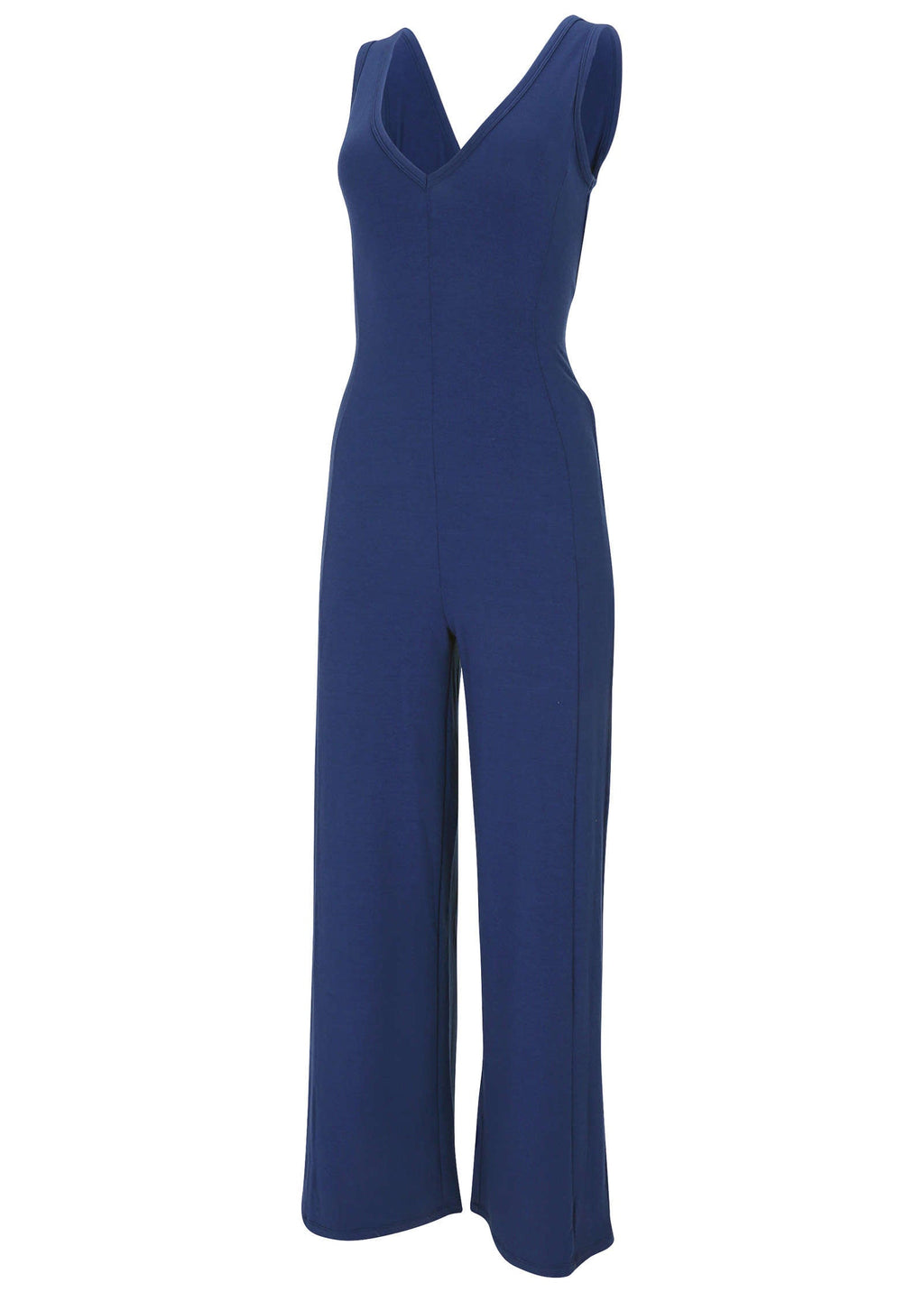 Relaxed V-Neck Jumpsuit - Dark Blue