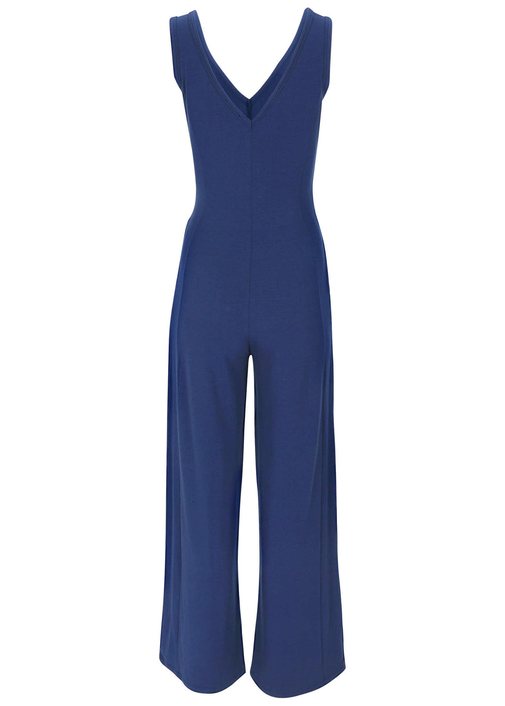 Relaxed V-Neck Jumpsuit - Dark Blue