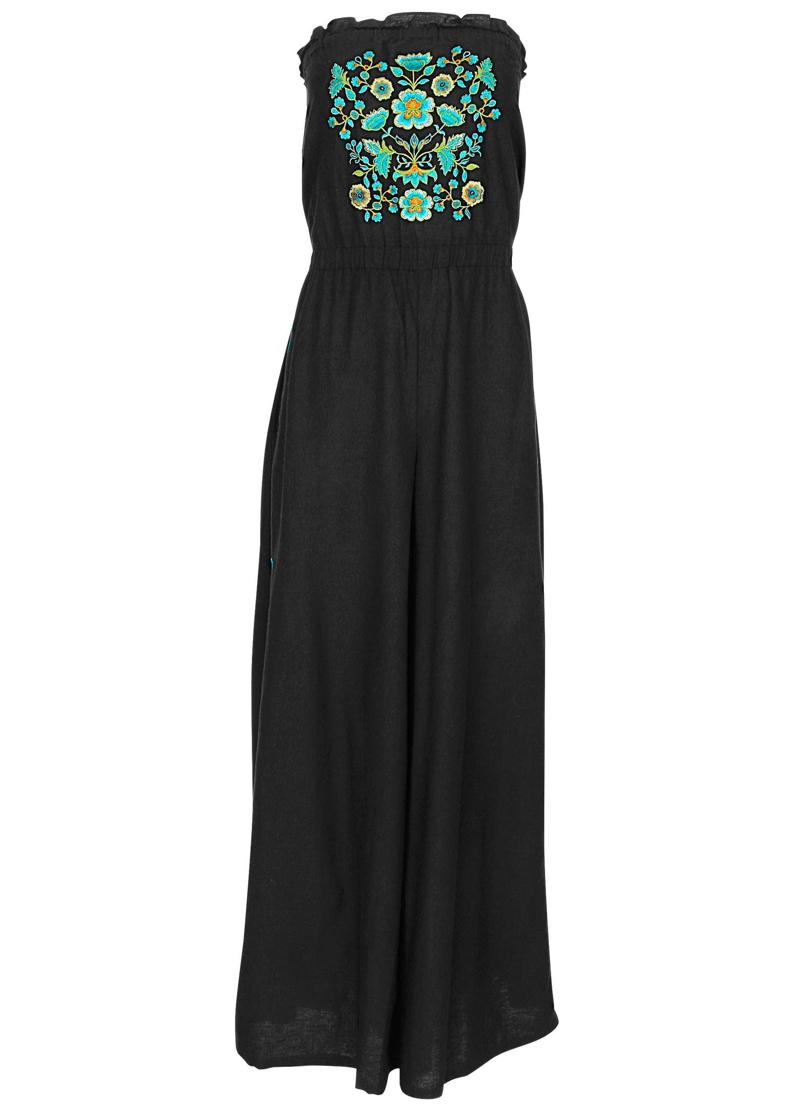 Strapless Linen Jumpsuit - Black & Blue