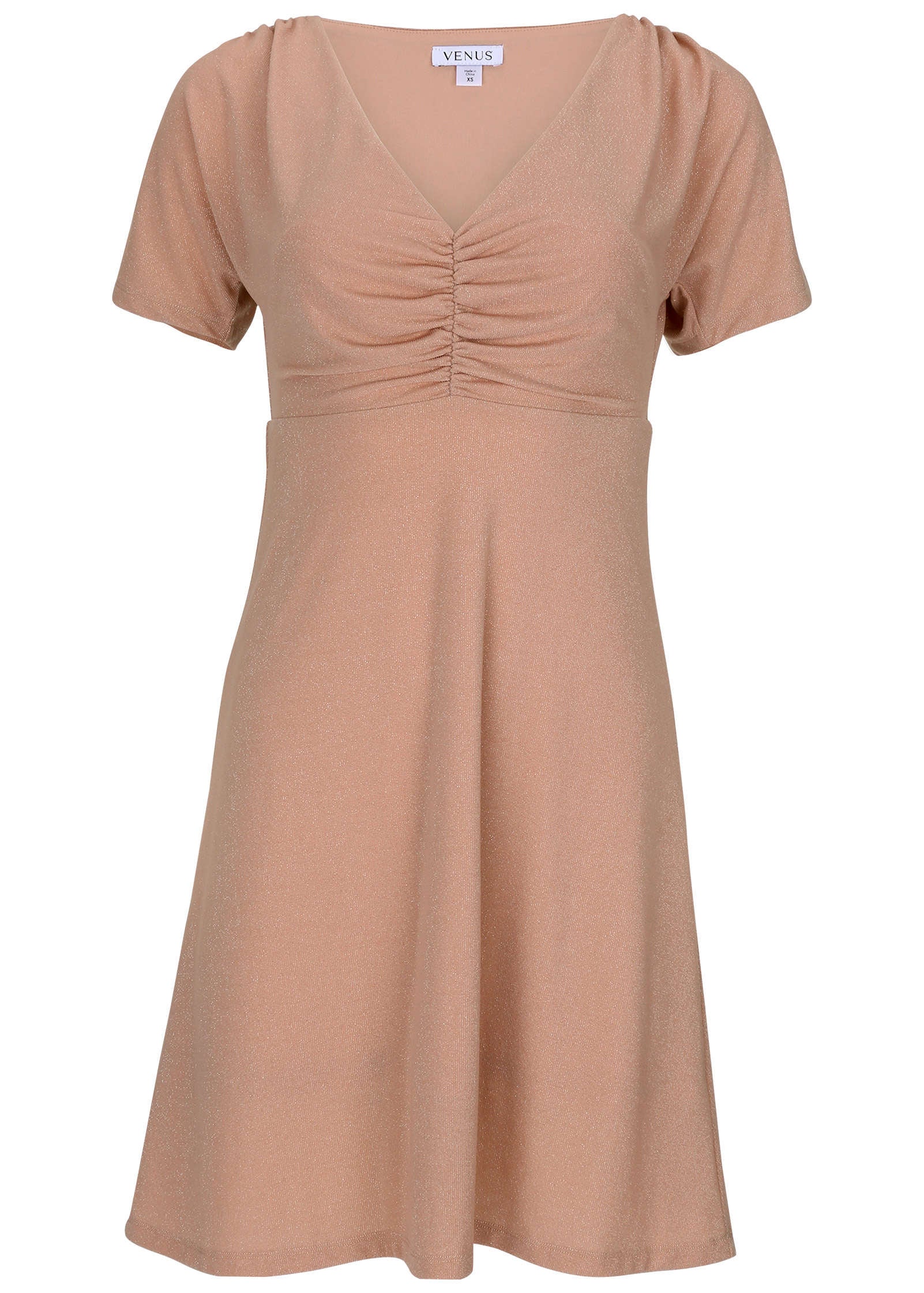 Glitter Mini Dress - Champagne Blush