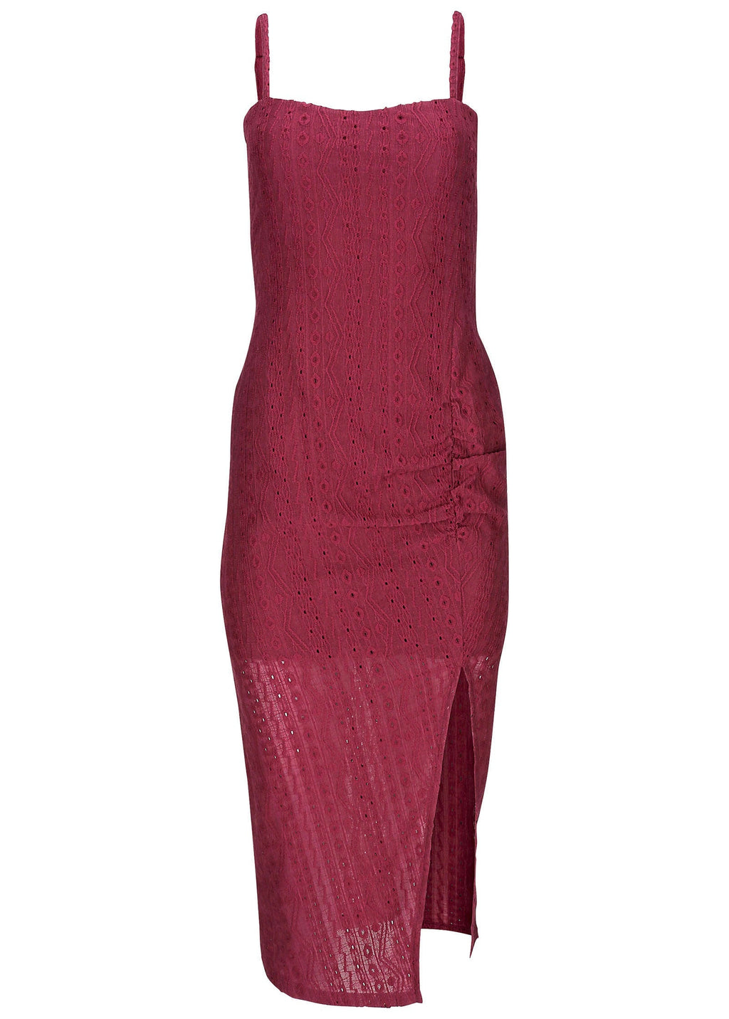 High Slit Midi Dress - Beet Red
