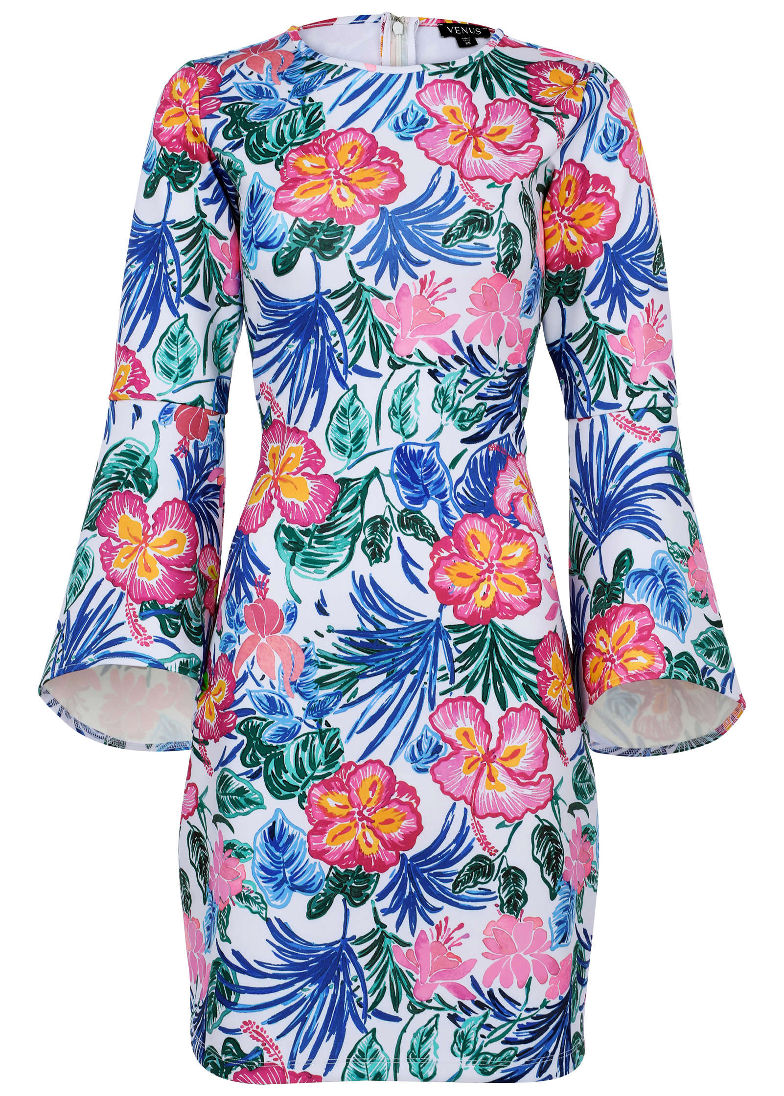 Bell Sleeve Scuba Dress - Botanical Garden