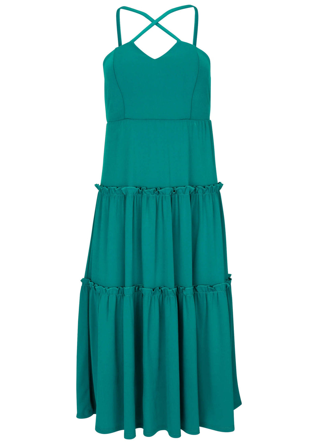 Key Hole Midi Dress - Tropical Green
