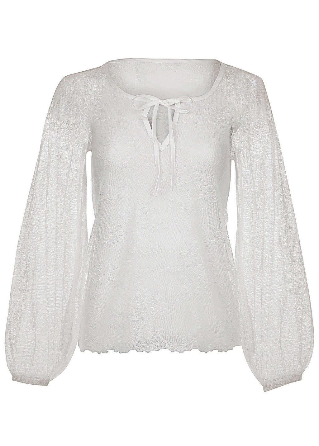 Lace Long Sleeve Top - White