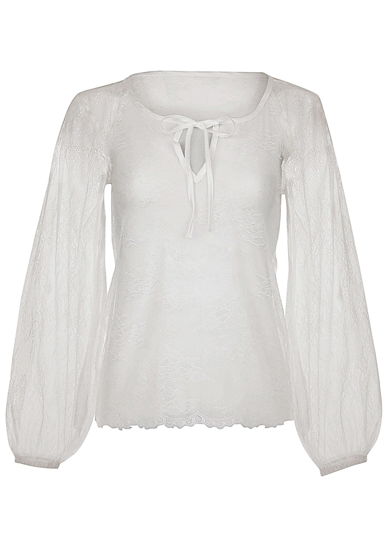 Lace Long Sleeve Top - White