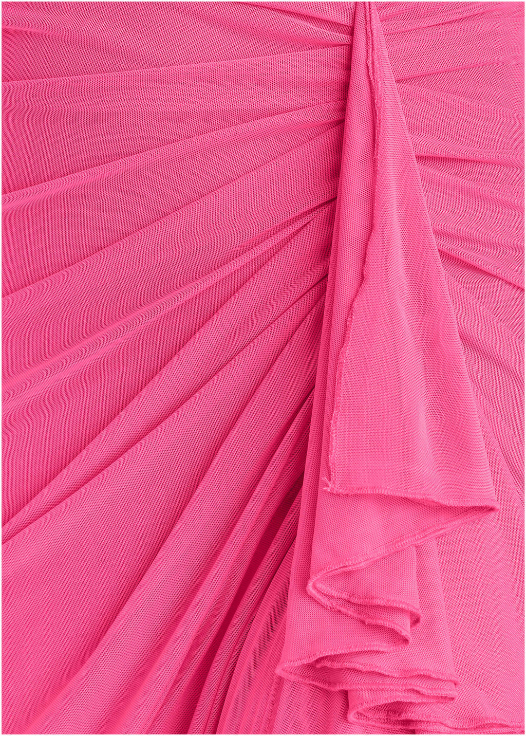 Side Ruffle Mesh Maxi - Pink