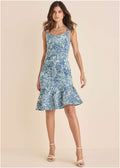 Ruffle Trim Detail Dress - Denim Anglaise Paisley