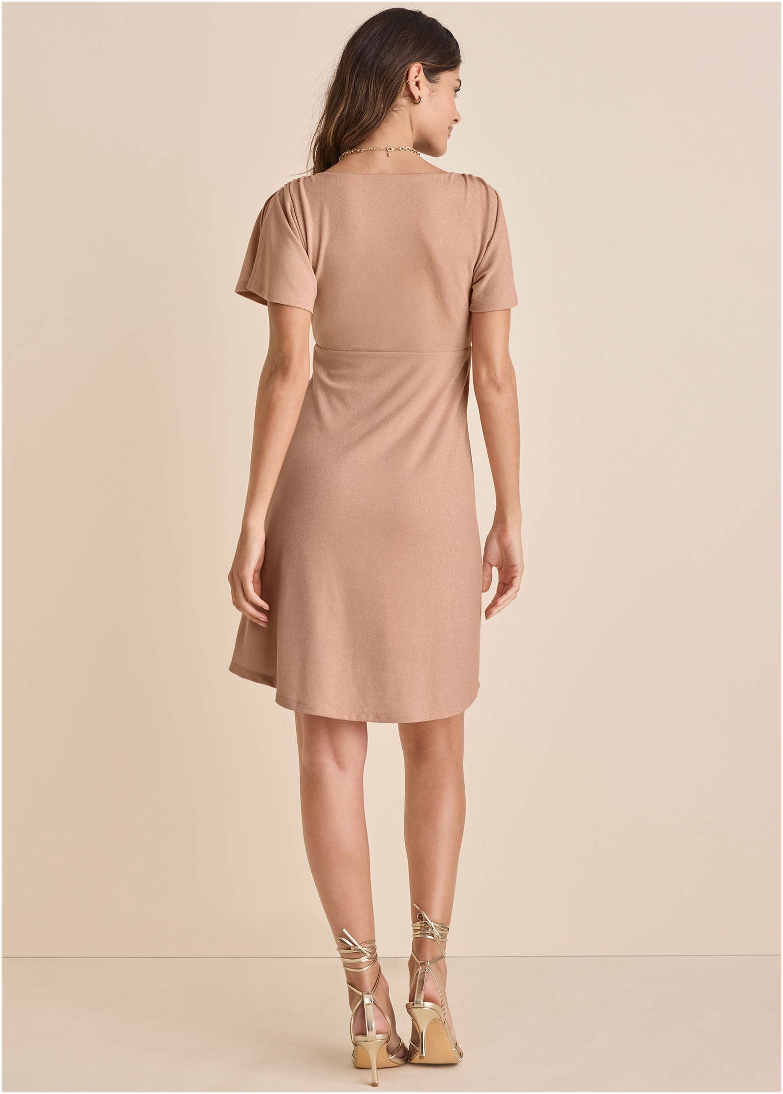 Glitter Mini Dress - Champagne Blush