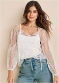 Lace Long Sleeve Top - White