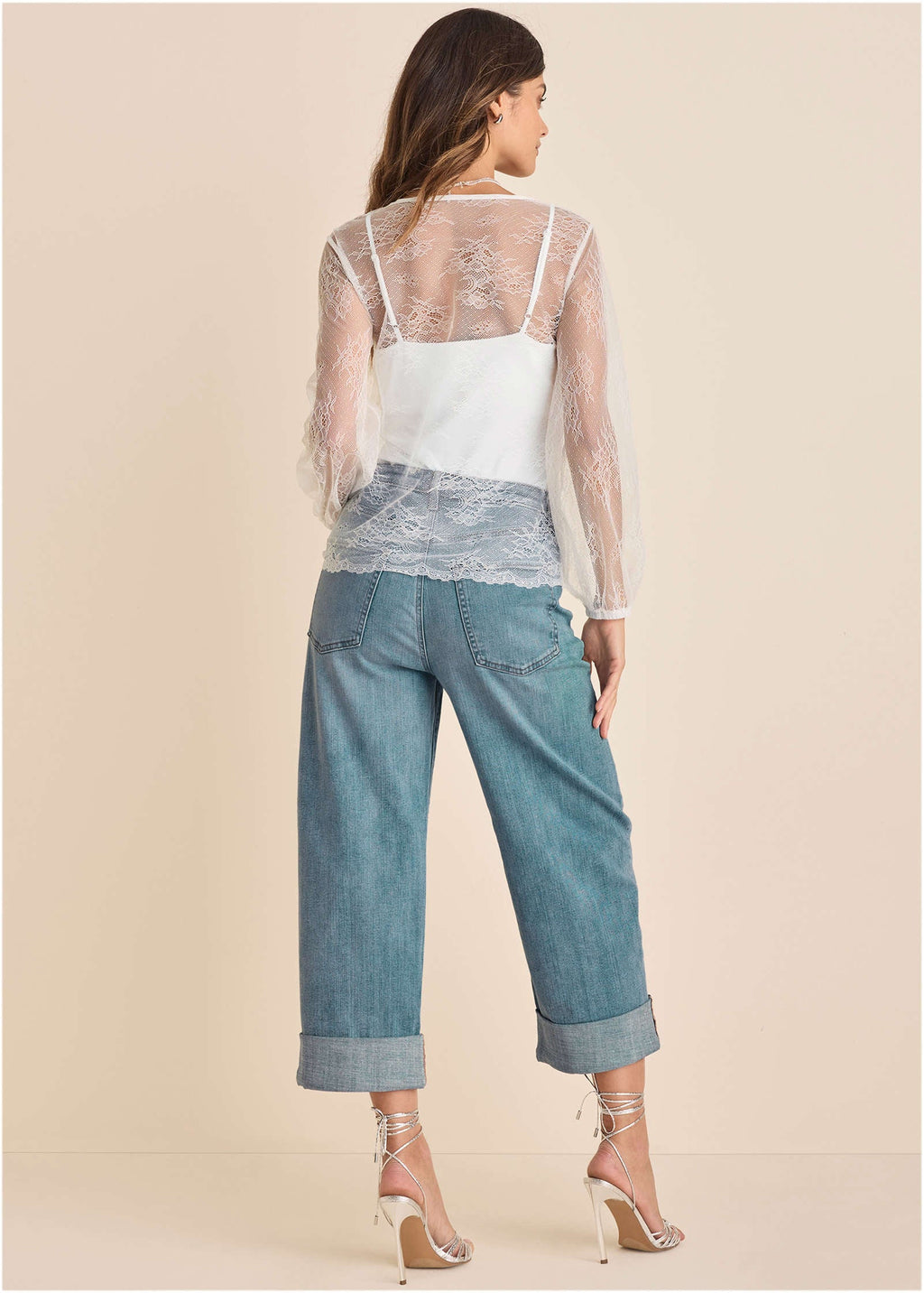 Lace Long Sleeve Top - White