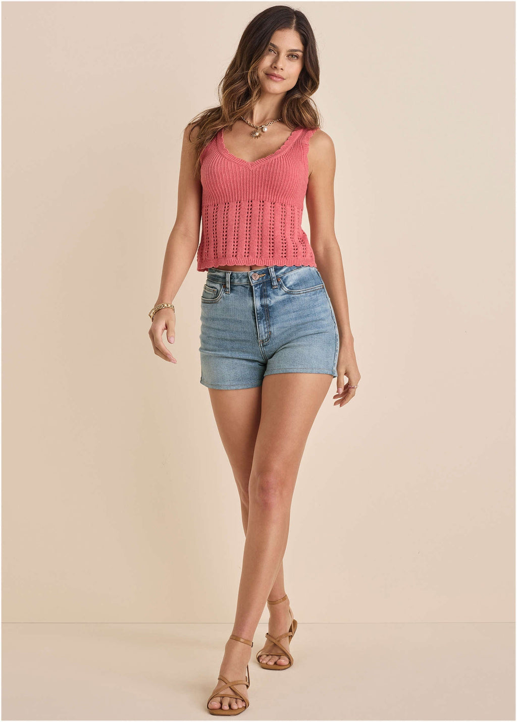 Pointelle Tank - Paradise Pink