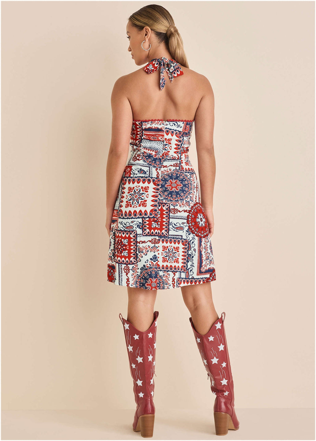 Linen Halter Dress - Heritage Bandana Medley