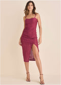 High Slit Midi Dress - Beet Red