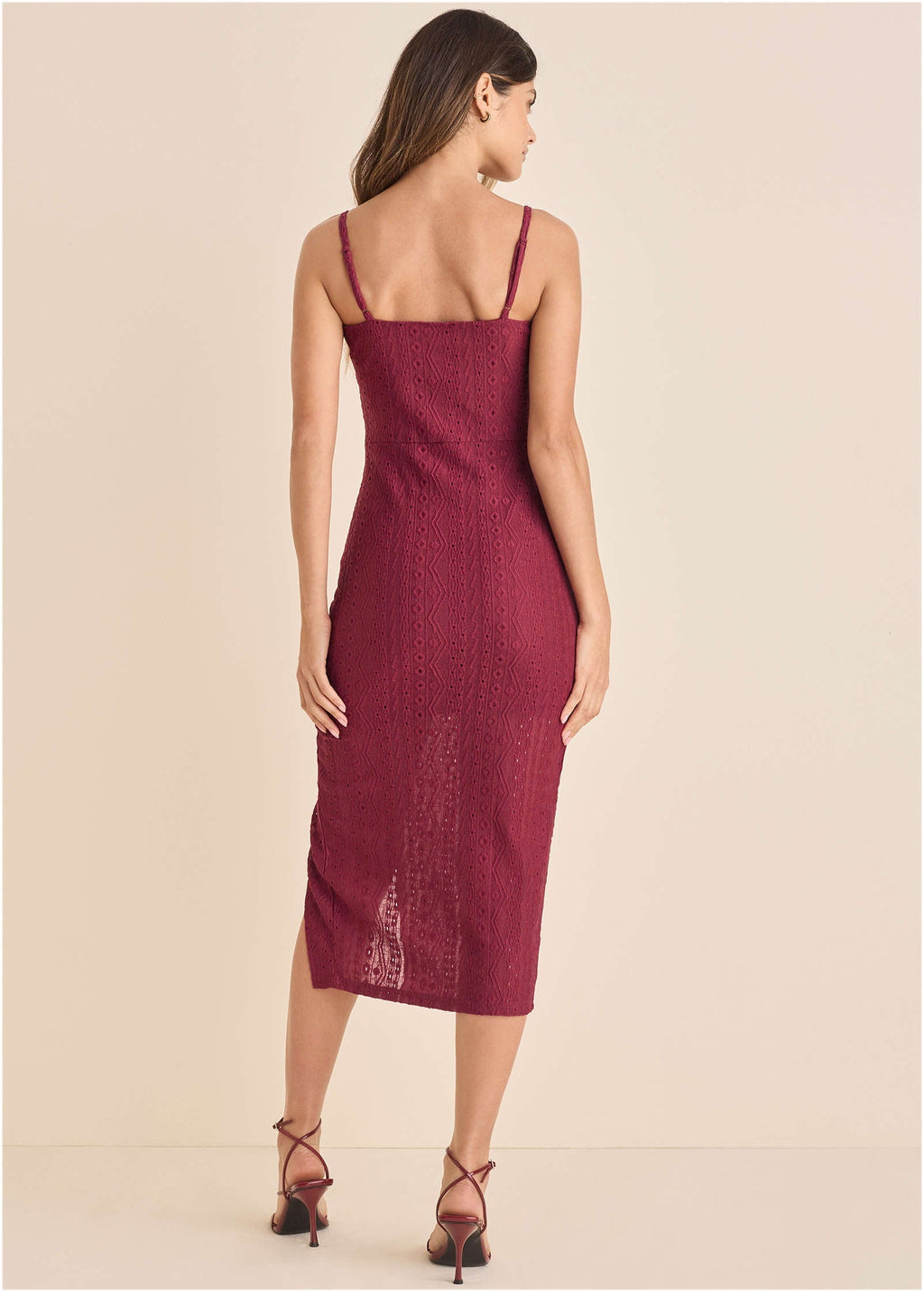 High Slit Midi Dress - Beet Red