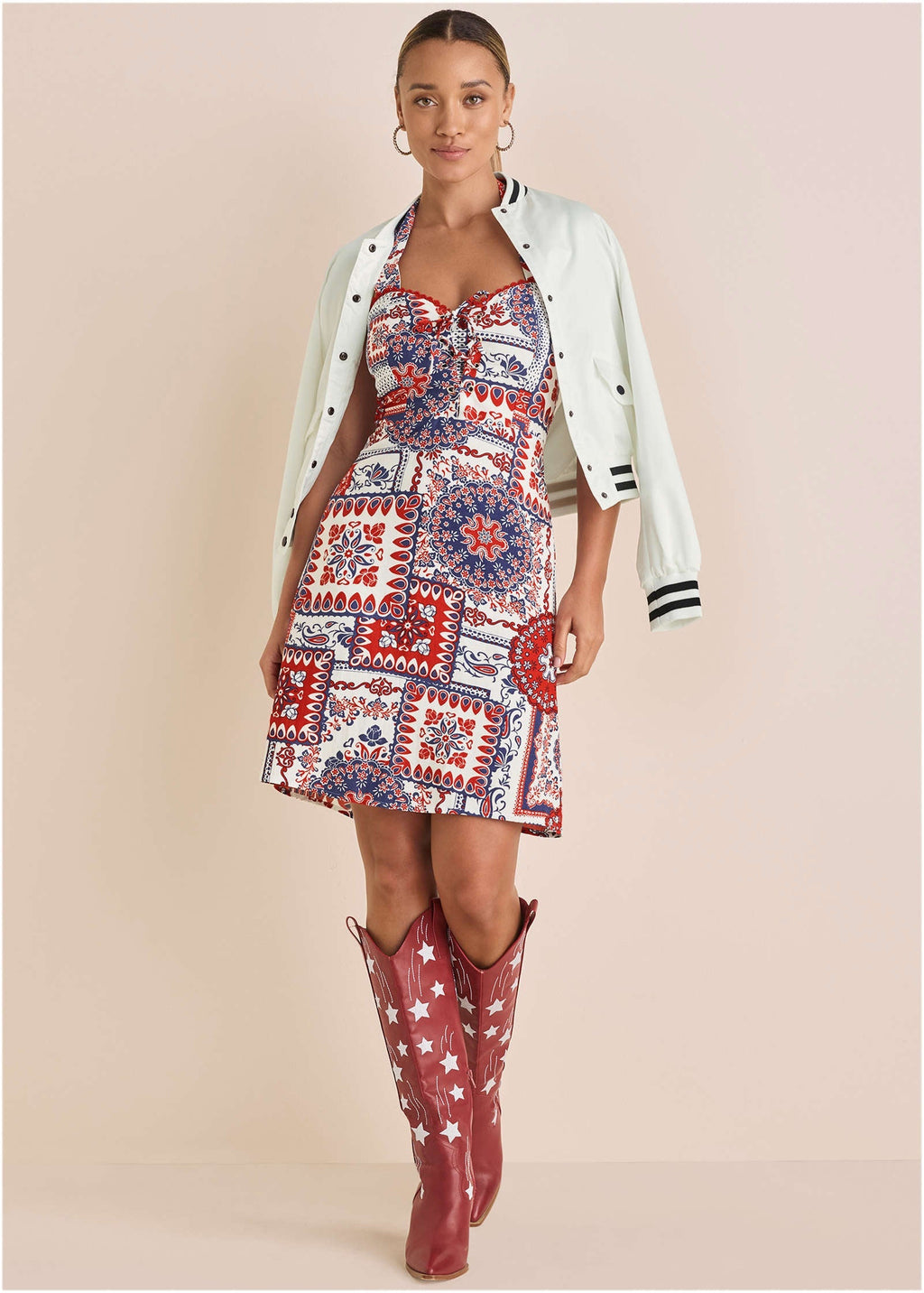 Linen Halter Dress - Heritage Bandana Medley