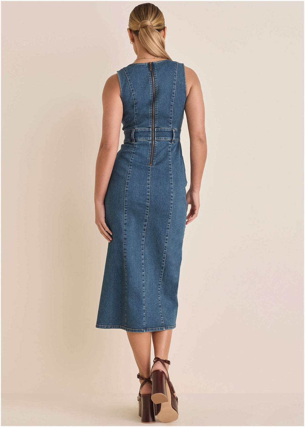 Denim Wave Maxi Dress - Medium Wash