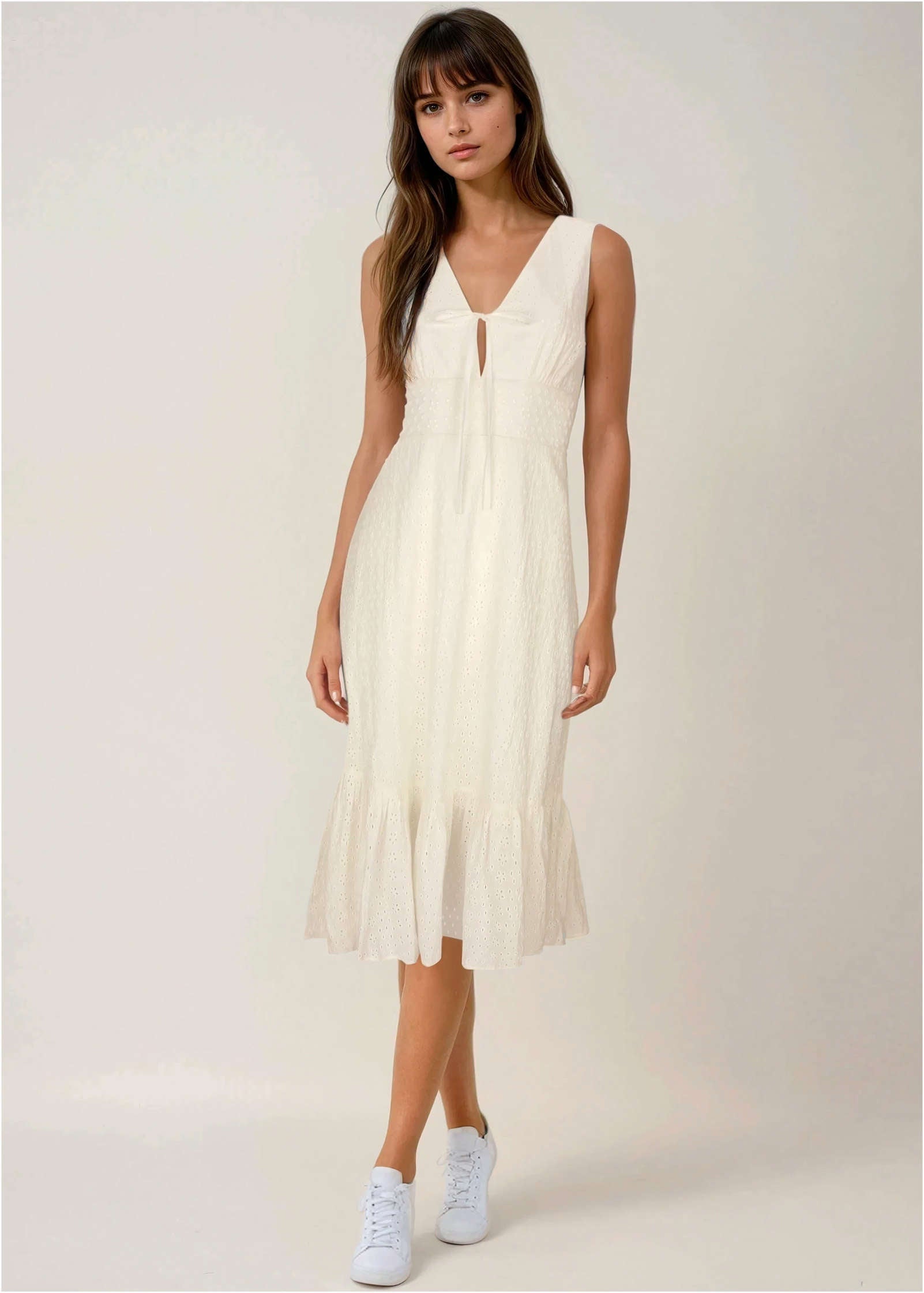 Sleeveless Eyelet Midi - Off White