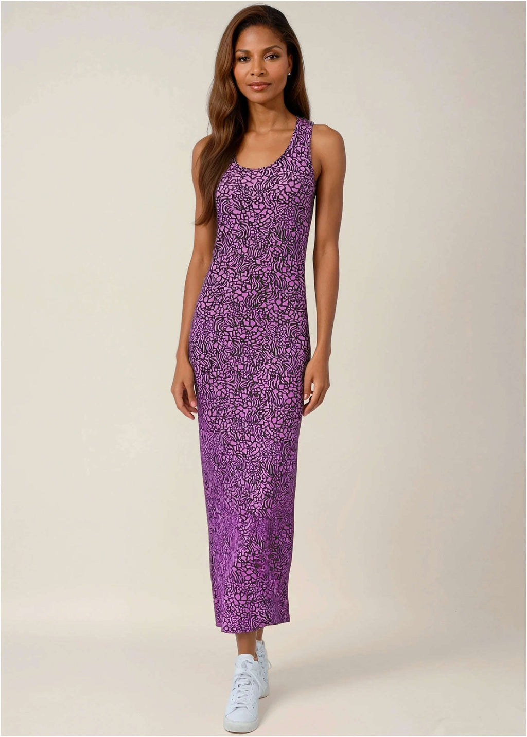Tank Maxi Dress - Purple Abstract Animal