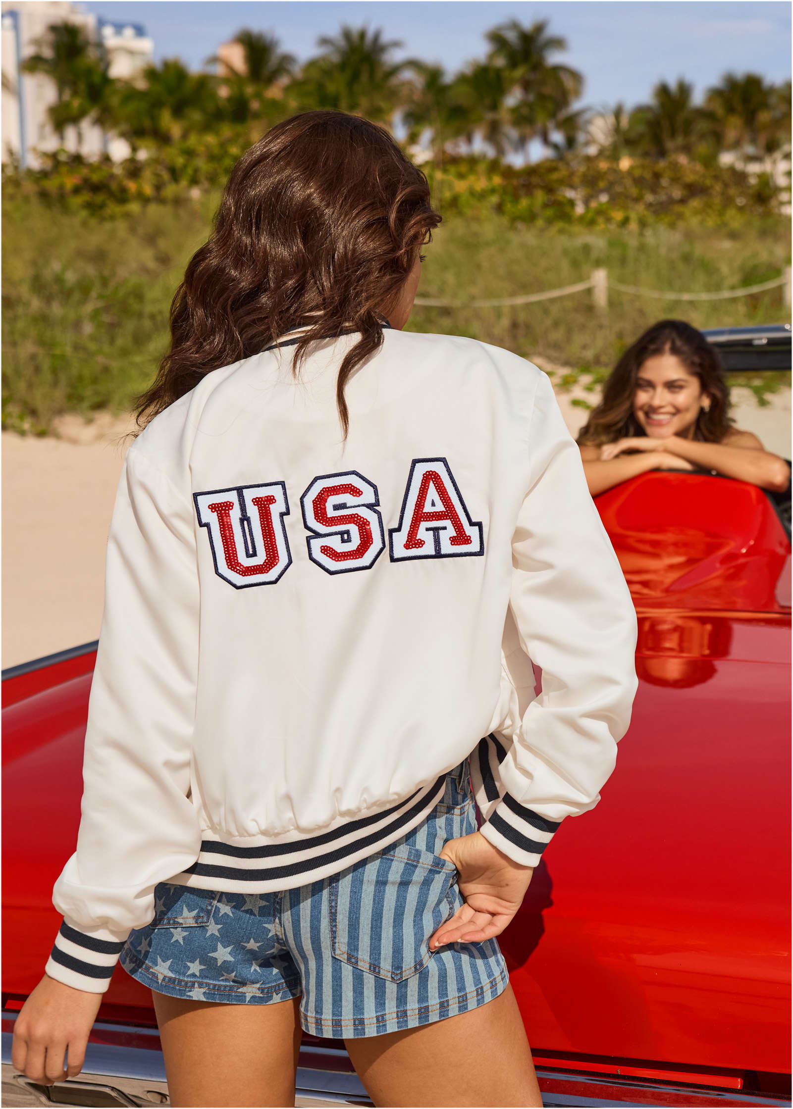 USA Matte Satin Bomber - Cloud Dancer