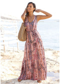 Tiered Maxi Dress - Pink & Red