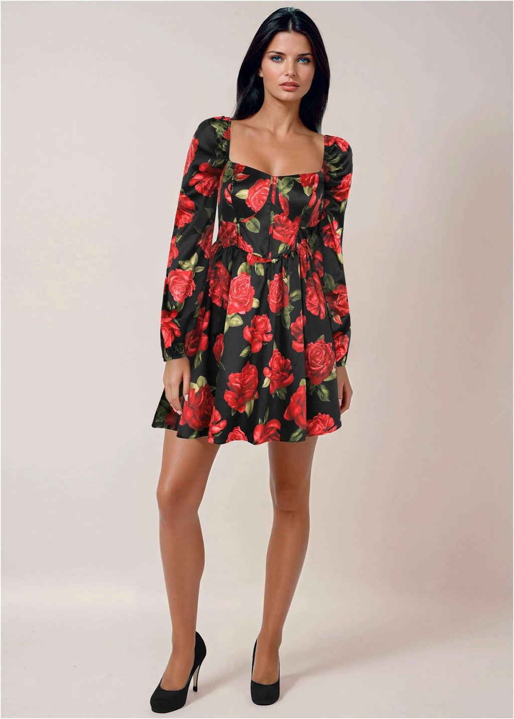 Corset Mini Dress - Antique Roses