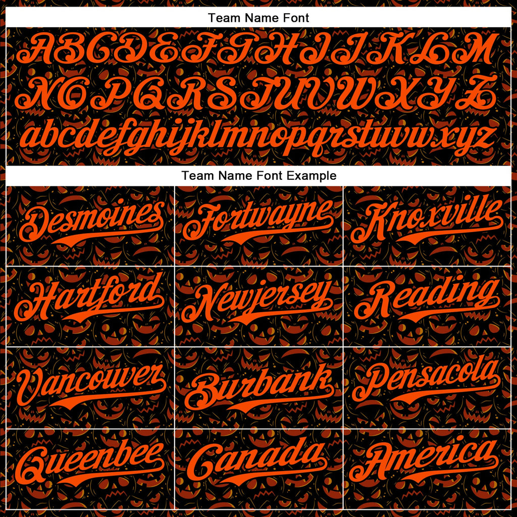 Custom Black Orange 3D Halloween Pumpkin Party Costume Ideas Authentic Baseball Jersey
