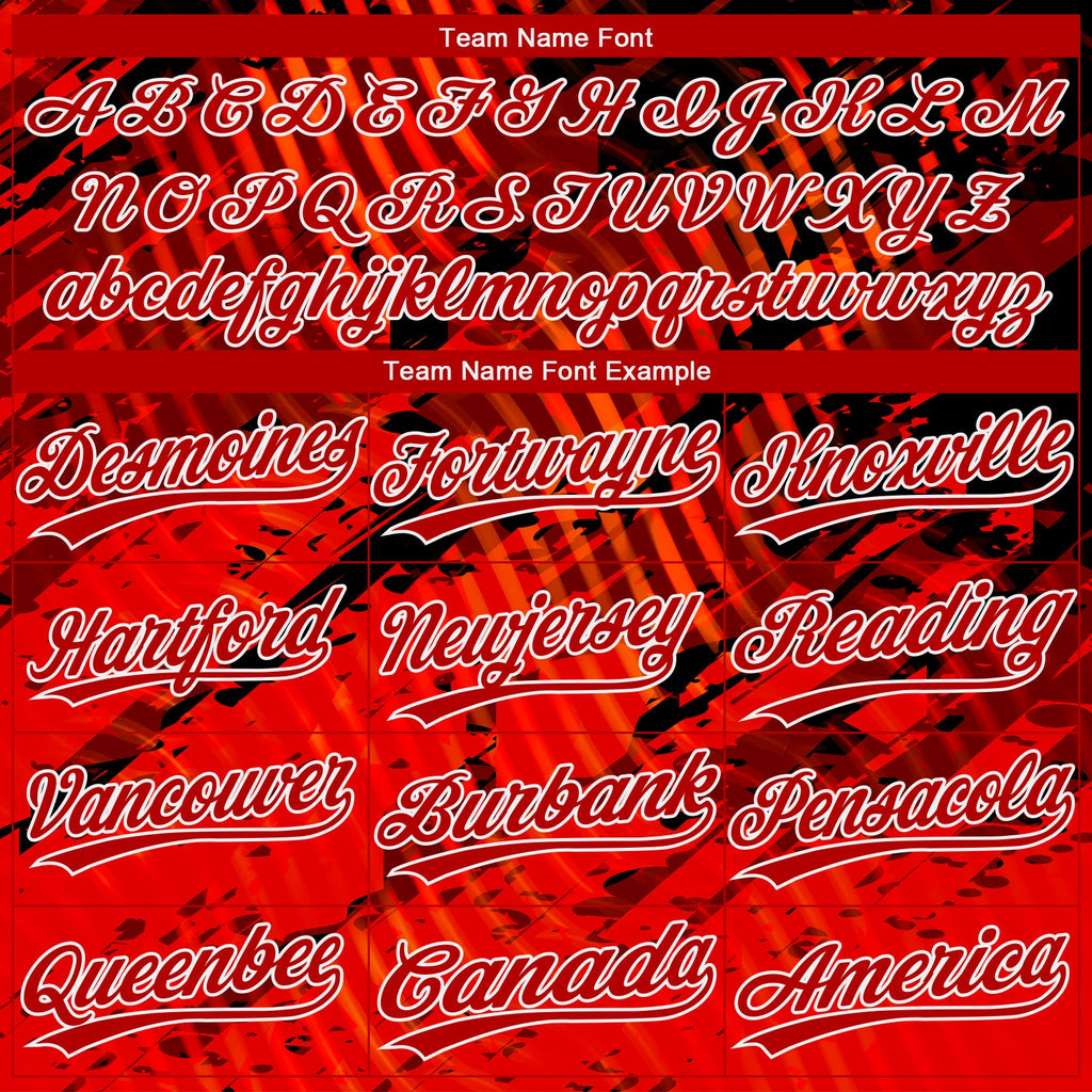 Custom Black Red-White 3D Pattern Design Authentic Baseball Jersey