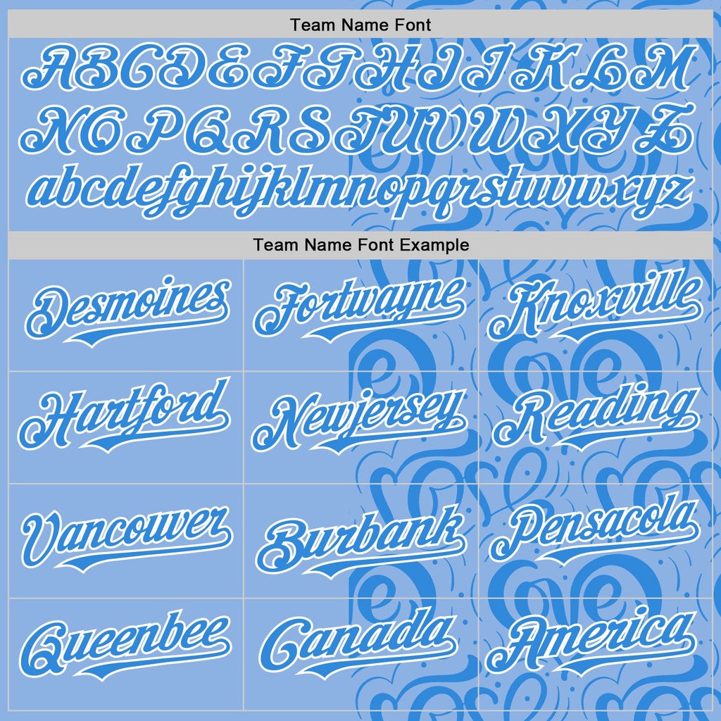 Custom Blue Electric Blue-White Valentine's Day Love Heart Authentic Baseball Jersey