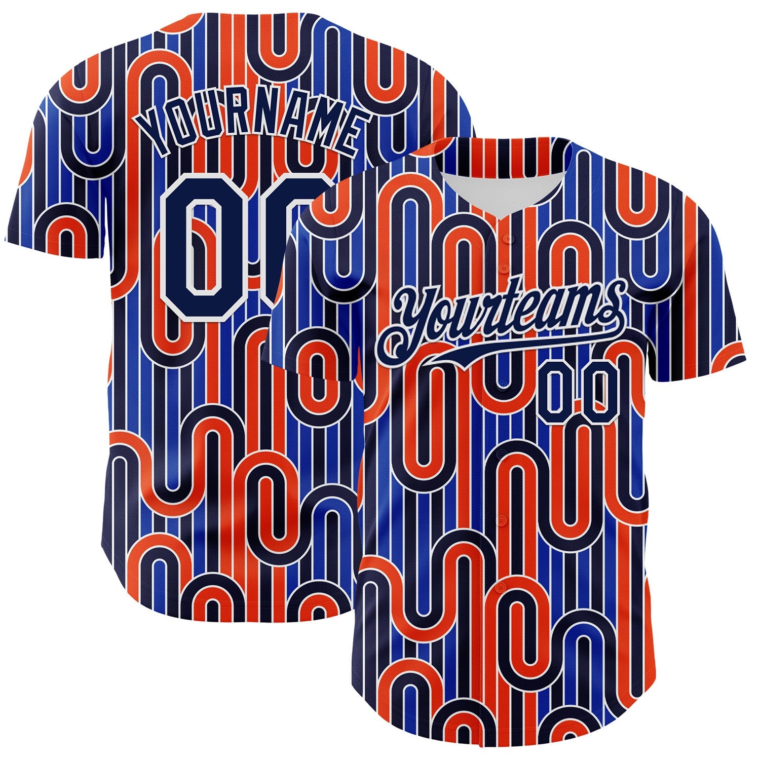 Custom Blue Navy Orange-White Valentine's Day Line Authentic Baseball Jersey