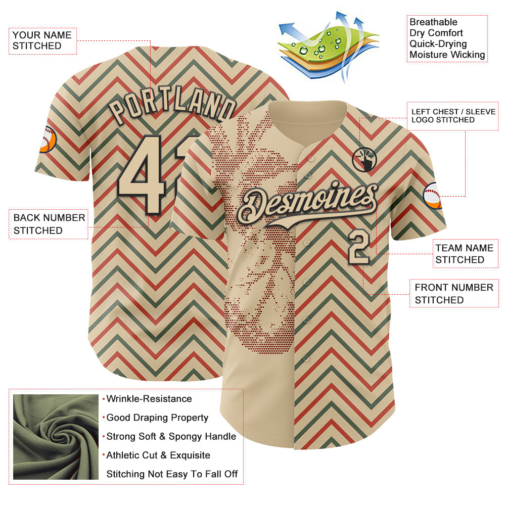 Custom City Cream Black Valentine's Day Heart Authentic Baseball Jersey