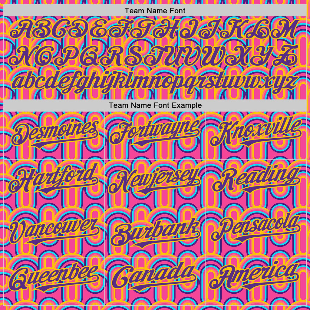 Custom Pink Purple-Yellow Valentine's Day Line Authentic Baseball Jersey