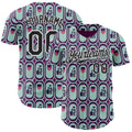Custom Purple Black Green-White Valentine's Day Love Heart Authentic Baseball Jersey