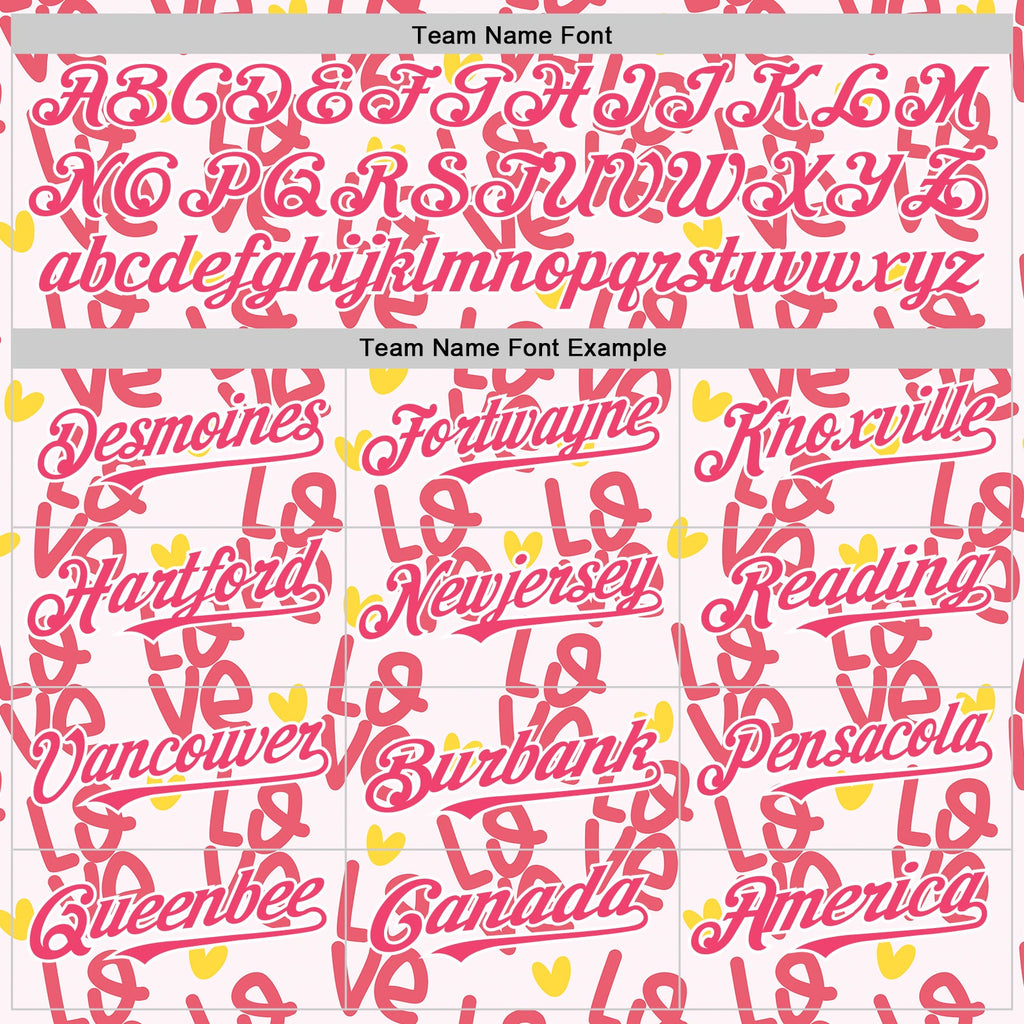 Custom Light Pink Neon Pink-White Valentine's Day Love Heart Authentic Baseball Jersey