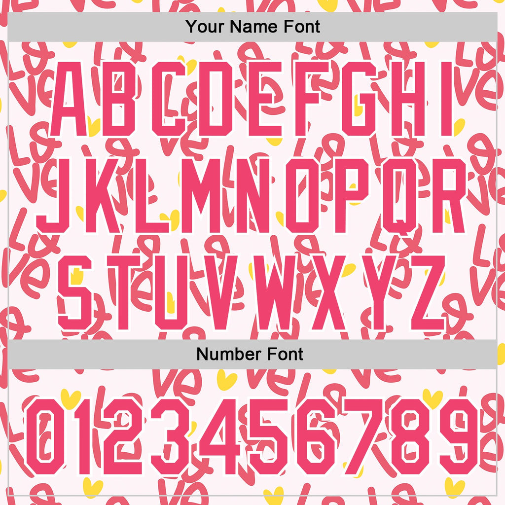 Custom Light Pink Neon Pink-White Valentine's Day Love Heart Authentic Baseball Jersey
