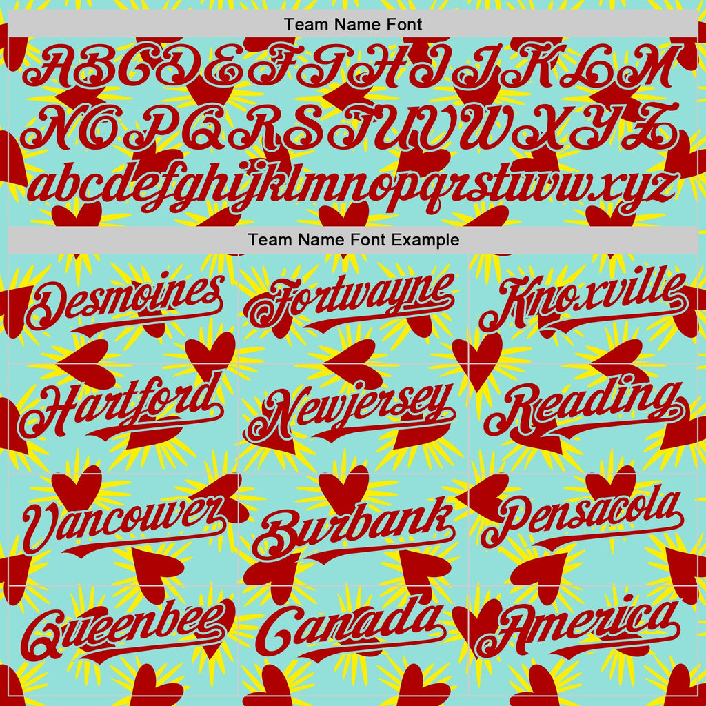 Custom Ice Blue Red Valentine's Day Love Heart Authentic Baseball Jersey