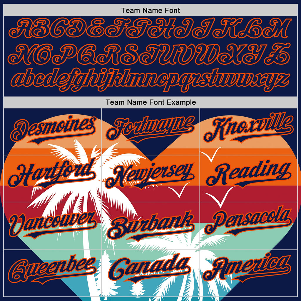 Custom Navy Orange Valentine's Day Coconut Trees Authentic Baseball Jersey
