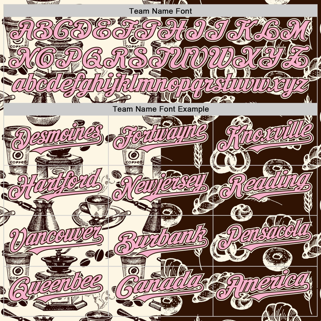 Custom Brown Light Pink-Cream Valentine's Day Bagel Meets Coffee Authentic Baseball Jersey