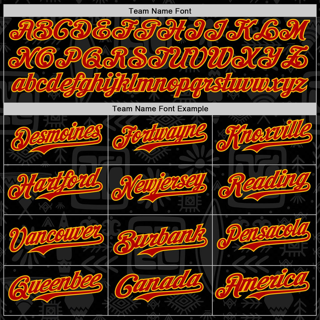 Custom Black Red Gold-Green Black History Month Africa Tribal Authentic Baseball Jersey